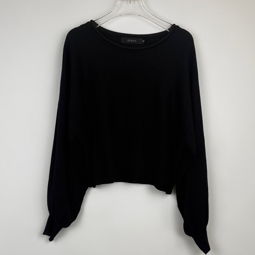 Zesica Womens Sweater Black Casual Knit Pullover Long Sleeve Top Soft Warm M